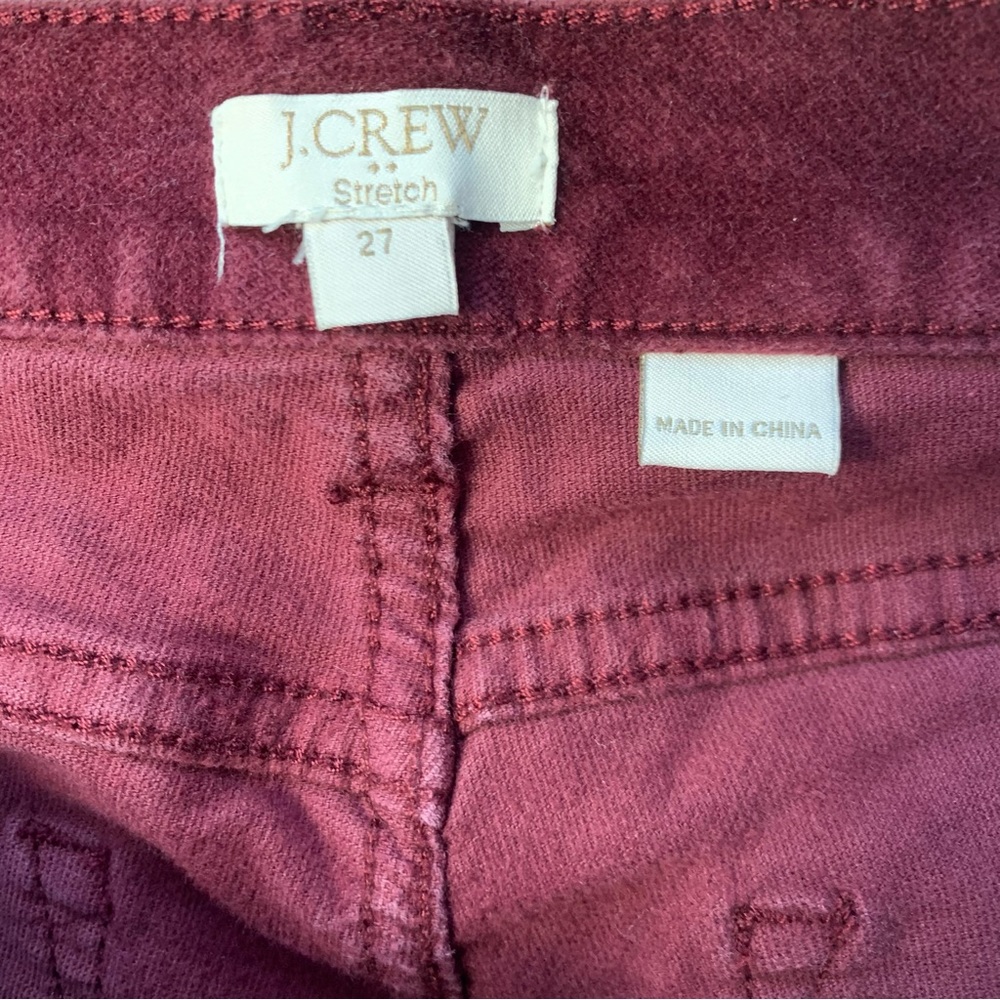 J. Crew Burgundy Velvet Stretch Pants - Picture 5 of 7